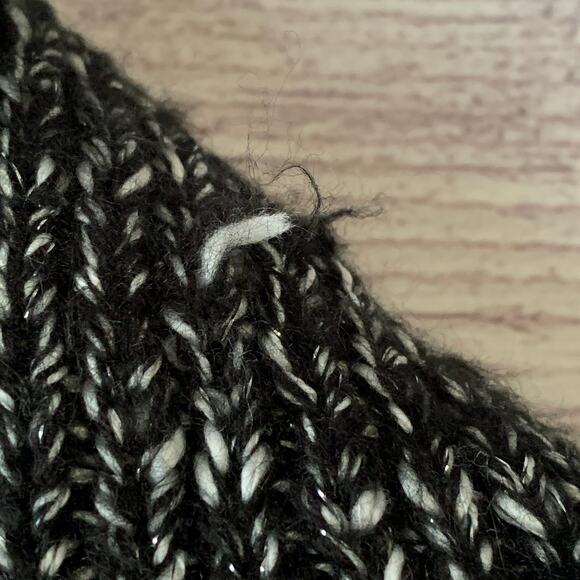 Apt. 9 Black and White Knit Cardigan Sweater Open Front Chunky Size Small - Picture 9 of 11